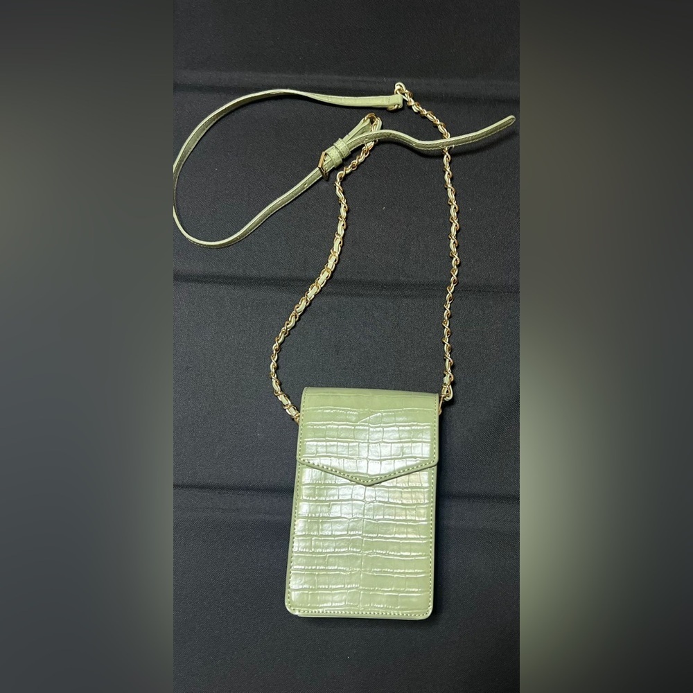 Green Croc-Embossed Mini Crossbody Bag